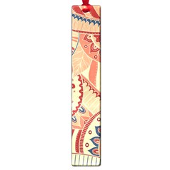 Pop Art Paisley Flowers Ornaments Multicolored 4 Background Solid Dark Red Large Book Marks by EDDArt