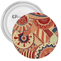 Pop Art Paisley Flowers Ornaments Multicolored 4 Background Solid Dark Red 3  Buttons by EDDArt