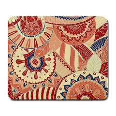 Pop Art Paisley Flowers Ornaments Multicolored 4 Background Solid Dark Red Large Mousepads by EDDArt