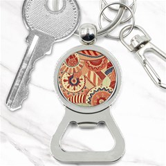 Pop Art Paisley Flowers Ornaments Multicolored 4 Background Solid Dark Red Bottle Opener Key Chain by EDDArt