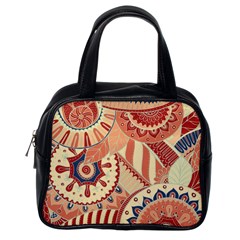 Pop Art Paisley Flowers Ornaments Multicolored 4 Background Solid Dark Red Classic Handbag (one Side) by EDDArt