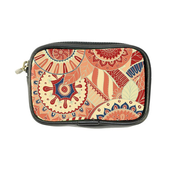 Pop Art Paisley Flowers Ornaments Multicolored 4 Background Solid Dark Red Coin Purse