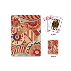 Pop Art Paisley Flowers Ornaments Multicolored 4 Background Solid Dark Red Playing Cards Single Design (mini) by EDDArt