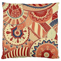 Pop Art Paisley Flowers Ornaments Multicolored 4 Background Solid Dark Red Large Cushion Case (two Sides)