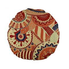 Pop Art Paisley Flowers Ornaments Multicolored 4 Background Solid Dark Red Standard 15  Premium Round Cushions by EDDArt