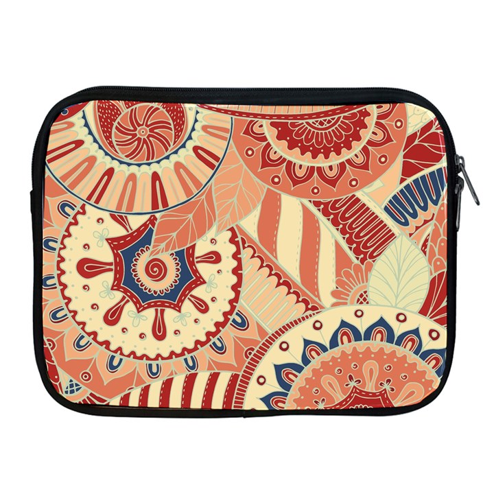 Pop Art Paisley Flowers Ornaments Multicolored 4 Background Solid Dark Red Apple iPad 2/3/4 Zipper Cases