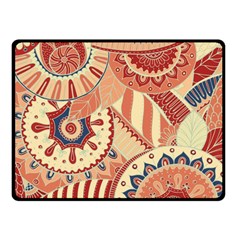 Pop Art Paisley Flowers Ornaments Multicolored 4 Background Solid Dark Red Double Sided Fleece Blanket (small) 