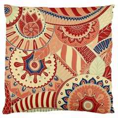 Pop Art Paisley Flowers Ornaments Multicolored 4 Background Solid Dark Red Large Flano Cushion Case (two Sides)