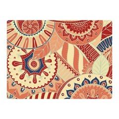 Pop Art Paisley Flowers Ornaments Multicolored 4 Background Solid Dark Red Double Sided Flano Blanket (mini) 