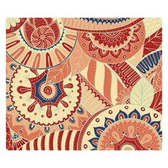 Pop Art Paisley Flowers Ornaments Multicolored 4 Background Solid Dark Red Double Sided Flano Blanket (small) 