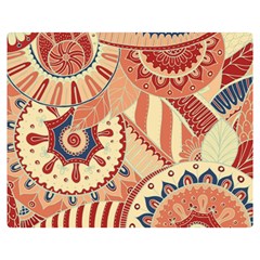 Pop Art Paisley Flowers Ornaments Multicolored 4 Background Solid Dark Red Double Sided Flano Blanket (medium) 