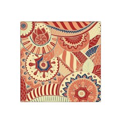 Pop Art Paisley Flowers Ornaments Multicolored 4 Background Solid Dark Red Satin Bandana Scarf by EDDArt