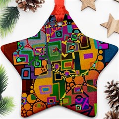 Modern Geometric Art   Dancing In The City Background Solid Dark Blue Ornament (star)