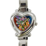 Modern Geometric Art   Dancing In The City Background Solid Dark Blue Heart Italian Charm Watch Front