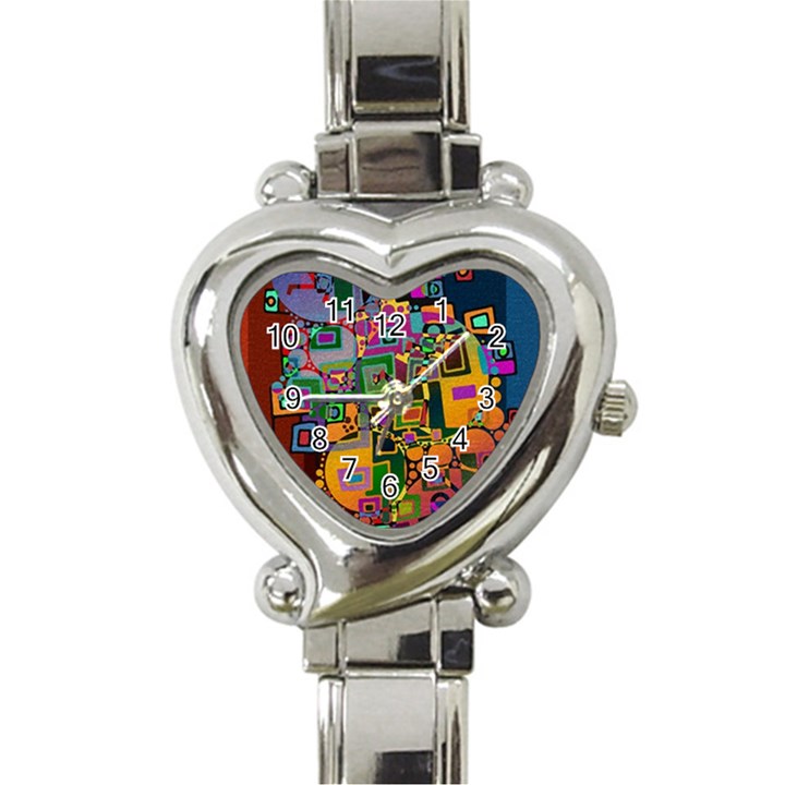 Modern Geometric Art   Dancing In The City Background Solid Dark Blue Heart Italian Charm Watch