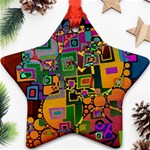 Modern Geometric Art   Dancing In The City Background Solid Dark Blue Star Ornament (Two Sides) Front