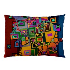 Modern Geometric Art   Dancing In The City Background Solid Dark Blue Pillow Case by EDDArt