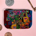 Modern Geometric Art   Dancing In The City Background Solid Dark Blue Mini Coin Purse Front