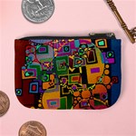 Modern Geometric Art   Dancing In The City Background Solid Dark Blue Mini Coin Purse Back