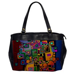 Modern Geometric Art   Dancing In The City Background Solid Dark Blue Oversize Office Handbag by EDDArt