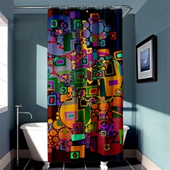 Modern Geometric Art   Dancing In The City Background Solid Dark Blue Shower Curtain 36  X 72  (stall)  by EDDArt