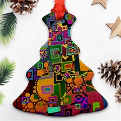 Modern Geometric Art   Dancing In The City Background Solid Dark Blue Christmas Tree Ornament (two Sides)