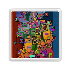 Modern Geometric Art   Dancing In The City Background Solid Dark Blue Memory Card Reader (square) by EDDArt