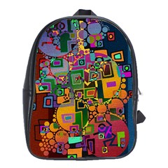 Modern Geometric Art   Dancing In The City Background Solid Dark Blue School Bag (xl) by EDDArt