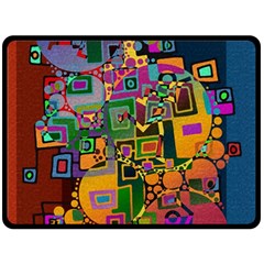 Modern Geometric Art   Dancing In The City Background Solid Dark Blue Double Sided Fleece Blanket (large)  by EDDArt