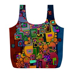 Modern Geometric Art   Dancing In The City Background Solid Dark Blue Full Print Recycle Bag (l) by EDDArt