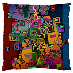 Modern Geometric Art   Dancing In The City Background Solid Dark Blue Standard Flano Cushion Case (two Sides) by EDDArt