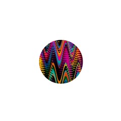 Multicolored Wave Distortion Zigzag Chevrons 2 Background Color Solid Black 1  Mini Magnets by EDDArt