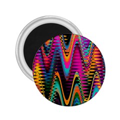 Multicolored Wave Distortion Zigzag Chevrons 2 Background Color Solid Black 2 25  Magnets by EDDArt