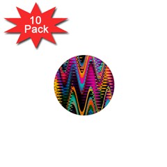 Multicolored Wave Distortion Zigzag Chevrons 2 Background Color Solid Black 1  Mini Magnet (10 Pack)  by EDDArt