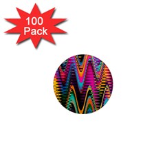 Multicolored Wave Distortion Zigzag Chevrons 2 Background Color Solid Black 1  Mini Magnets (100 Pack)  by EDDArt