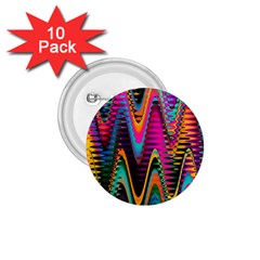 Multicolored Wave Distortion Zigzag Chevrons 2 Background Color Solid Black 1 75  Buttons (10 Pack) by EDDArt