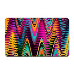 Multicolored Wave Distortion Zigzag Chevrons 2 Background Color Solid Black Magnet (rectangular) by EDDArt