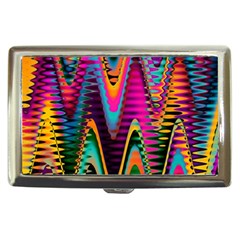 Multicolored Wave Distortion Zigzag Chevrons 2 Background Color Solid Black Cigarette Money Case by EDDArt