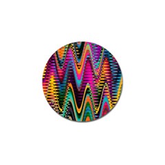 Multicolored Wave Distortion Zigzag Chevrons 2 Background Color Solid Black Golf Ball Marker by EDDArt