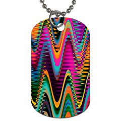 Multicolored Wave Distortion Zigzag Chevrons 2 Background Color Solid Black Dog Tag (two Sides) by EDDArt