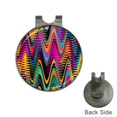 Multicolored Wave Distortion Zigzag Chevrons 2 Background Color Solid Black Hat Clips With Golf Markers by EDDArt