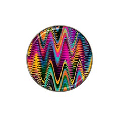 Multicolored Wave Distortion Zigzag Chevrons 2 Background Color Solid Black Hat Clip Ball Marker by EDDArt