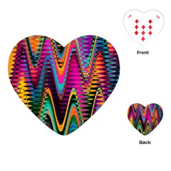 Multicolored Wave Distortion Zigzag Chevrons 2 Background Color Solid Black Playing Cards Single Design (heart)