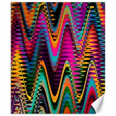 Multicolored Wave Distortion Zigzag Chevrons 2 Background Color Solid Black Canvas 8  X 10  by EDDArt