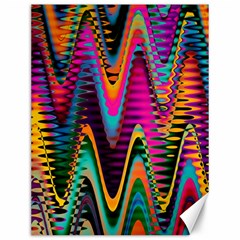 Multicolored Wave Distortion Zigzag Chevrons 2 Background Color Solid Black Canvas 12  X 16  by EDDArt