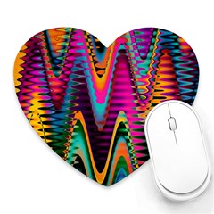 Multicolored Wave Distortion Zigzag Chevrons 2 Background Color Solid Black Heart Mousepads by EDDArt