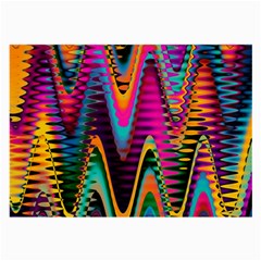 Multicolored Wave Distortion Zigzag Chevrons 2 Background Color Solid Black Large Glasses Cloth by EDDArt