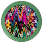 Multicolored Wave Distortion Zigzag Chevrons 2 Background Color Solid Black Color Wall Clock Front