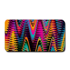 Multicolored Wave Distortion Zigzag Chevrons 2 Background Color Solid Black Medium Bar Mats by EDDArt