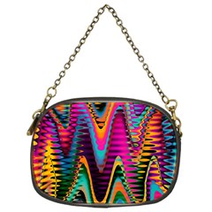 Multicolored Wave Distortion Zigzag Chevrons 2 Background Color Solid Black Chain Purse (one Side) by EDDArt